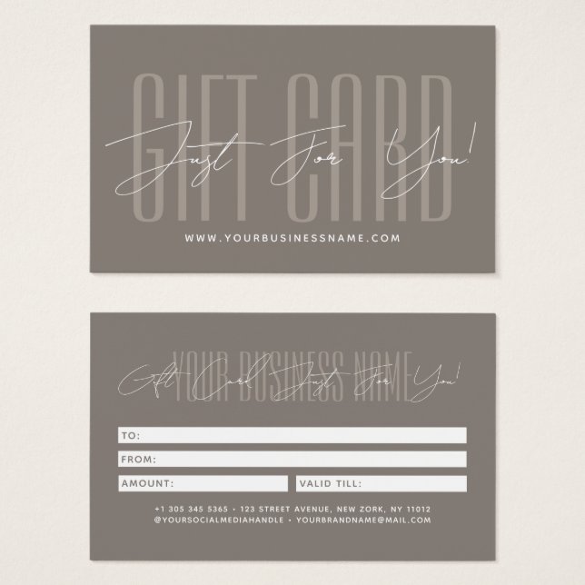 Modern script typography business gift card  (Anverso y reverso)