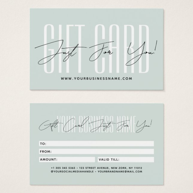 Modern script typography business gift card  (Anverso y reverso)