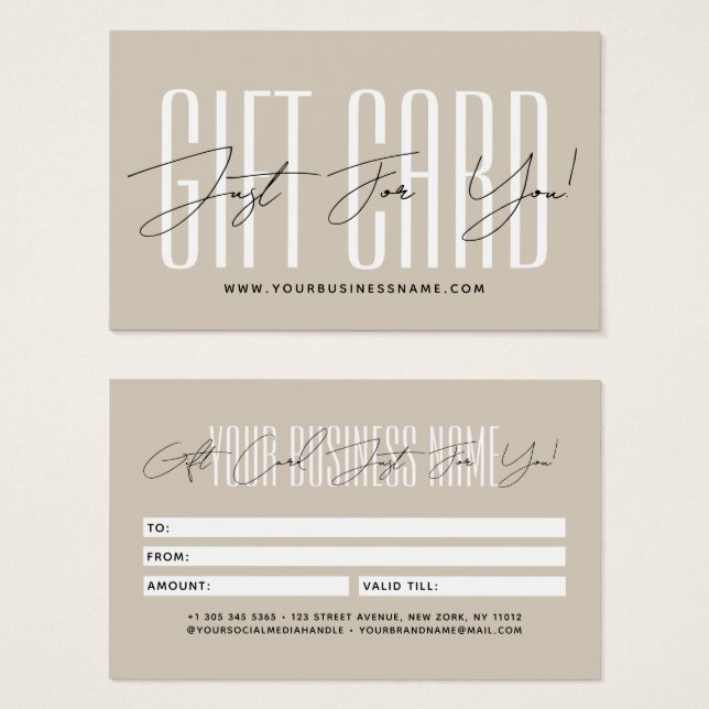 Modern script typography business gift card  (Anverso y reverso)