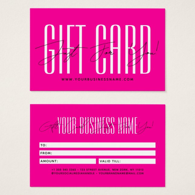 Modern script typography business gift card  (Anverso y reverso)