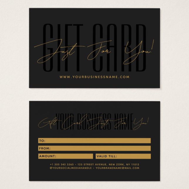 Modern script typography business gift card  (Anverso y reverso)