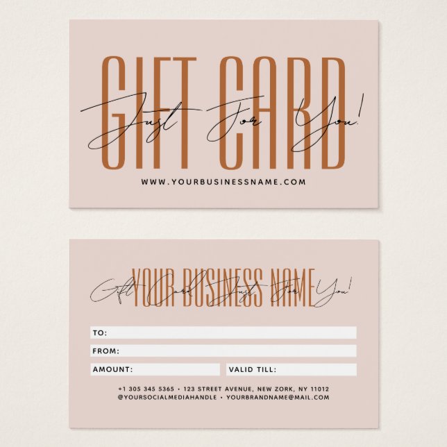 Modern script typography business gift card  (Anverso y reverso)