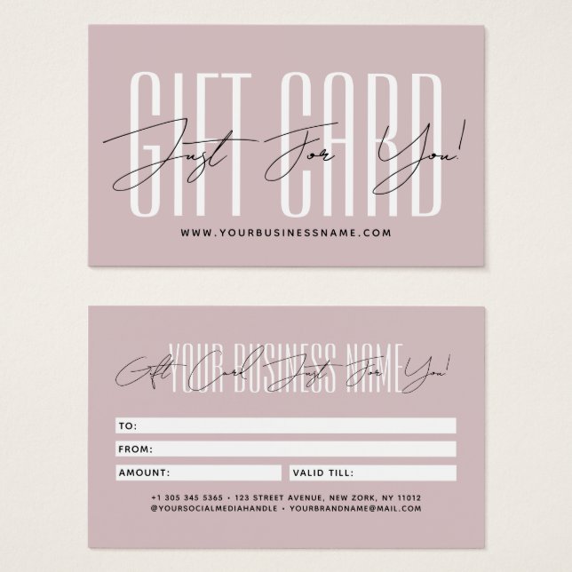Modern script typography business gift card  (Anverso y reverso)