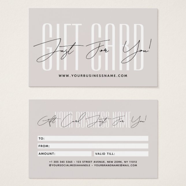 Modern script typography business gift card  (Anverso y reverso)