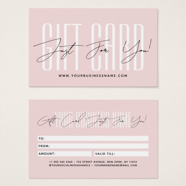 Modern script typography business gift card  (Anverso y reverso)