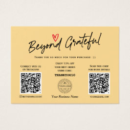 Modern Script Yellow QR code gift certificate card