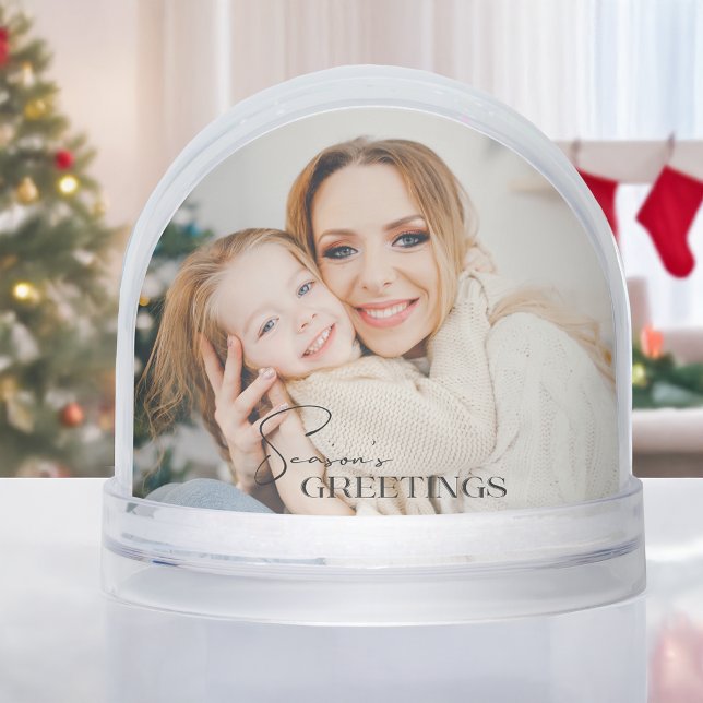 Modern Season's Greetings Photo Snow Globe (Subido por el creador)