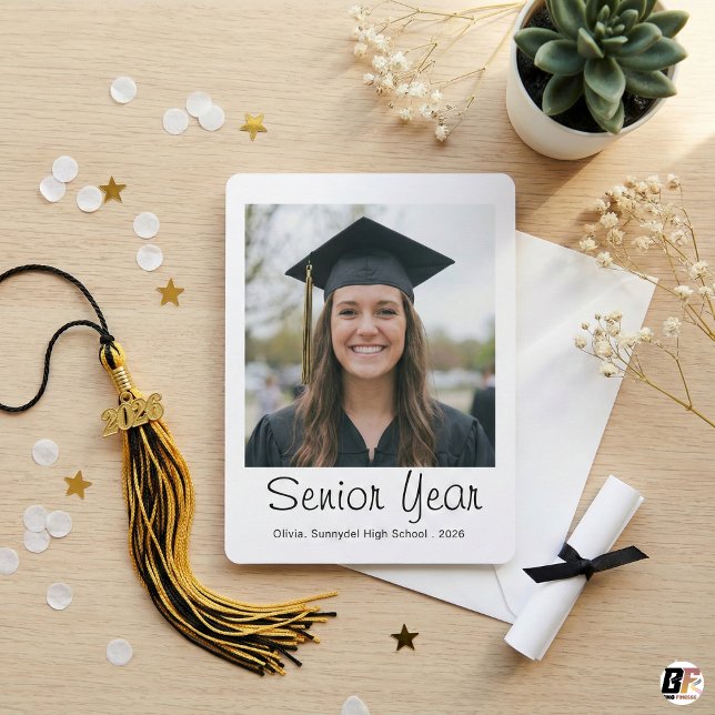Modern Senior Year Script Class of 2026 Photo Card (Subido por el creador)