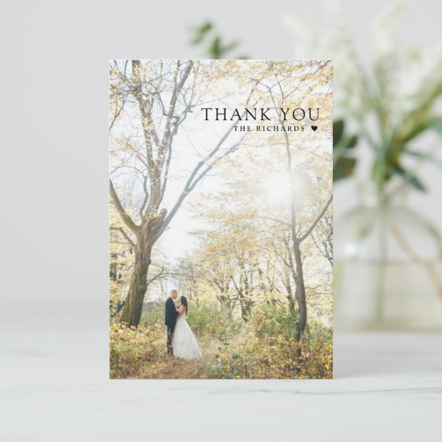 Modern Serif Gracias Boda Tarjeta Fotográfica (Anverso de pie)