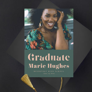 Modern Serif Rubor Green Grad Photo Invitación