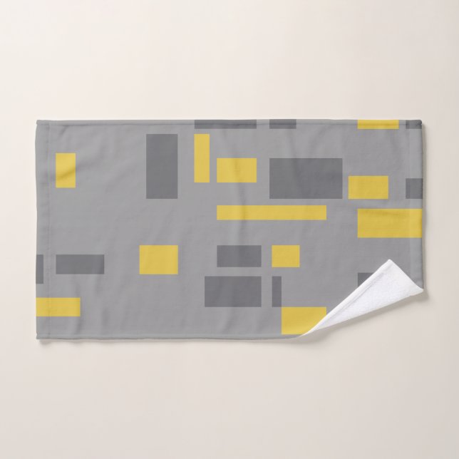 Modern, simple, cool geometric yellow gray pattern (Toalla de mano)