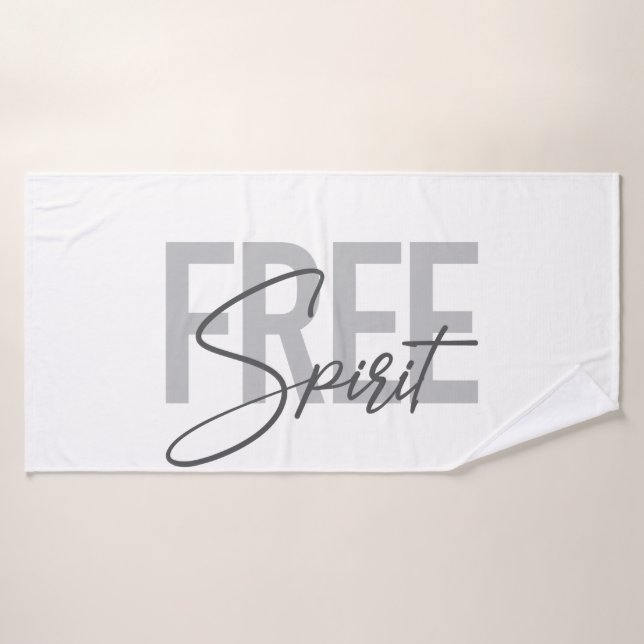 Modern, simple, cool typography of Free Spirit (Toalla de baño)