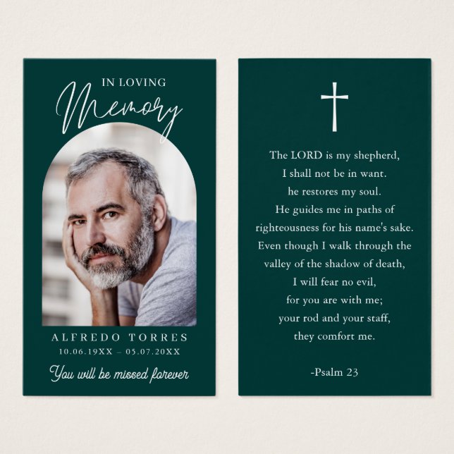 Modern Simple Photo Funeral Memorial Prayer Cards (Anverso y reverso)
