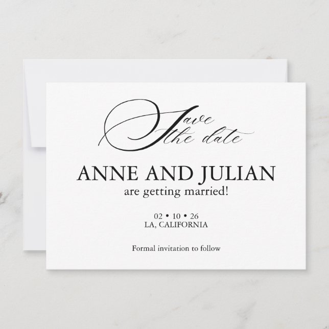 Modern Simple Save the date card with Back photo (Anverso)