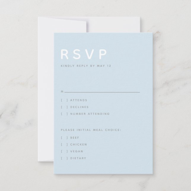 Modern Sky Blue Editorial All Caps RSVP (Anverso)