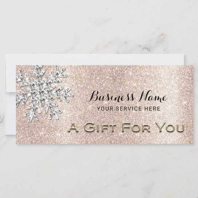 Modern Snowflake Gold Glitter Gift Certificate (Anverso)