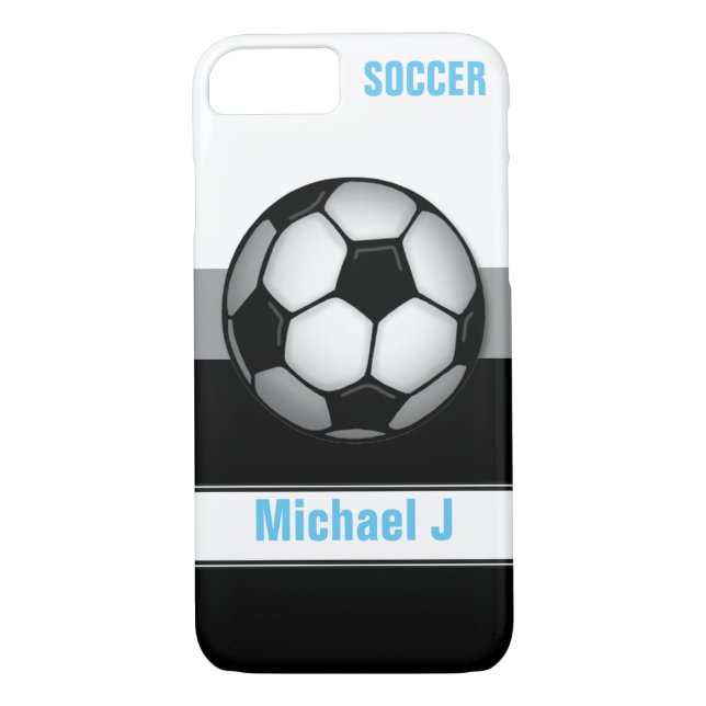 Modern Soccer Ball Blue Funda para iPhone 7 person (Reverso)