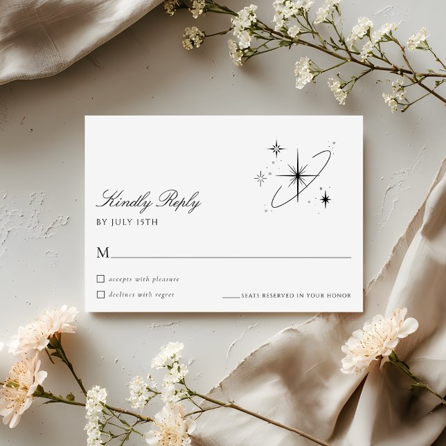 Modern Starry Night Celestial Wedding RSVP Card (Subido por el creador)