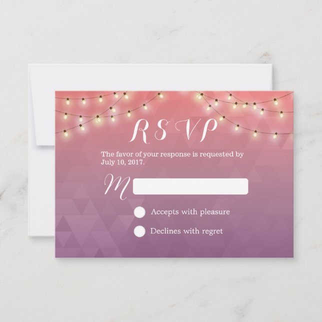 Modern String Lights Elegant Wedant RSVP (Anverso)