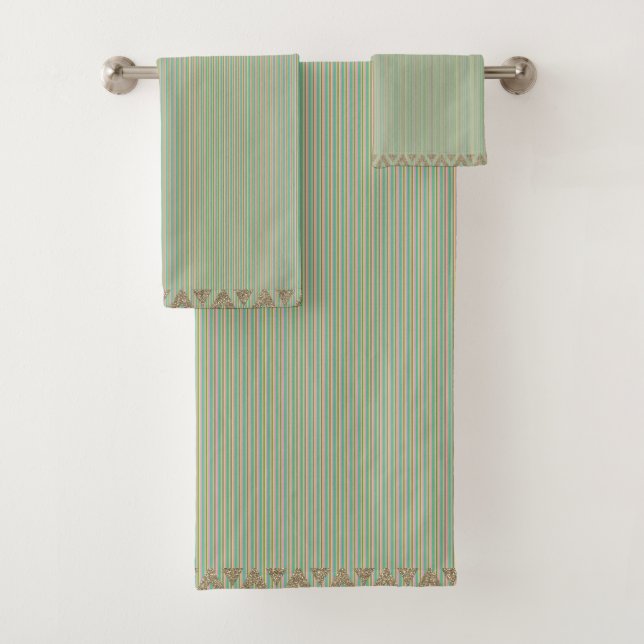 Modern Stripes Green Teal Peach Gold  (In situ)