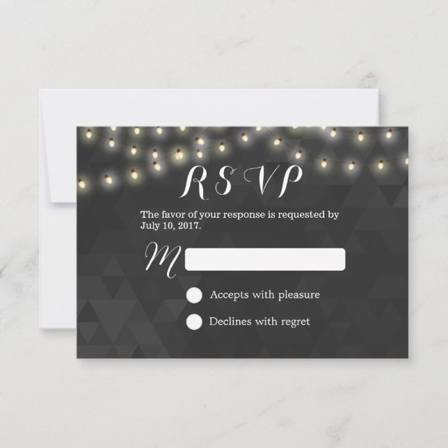 Modern Summer String Lights Wedding RSVP (Anverso)