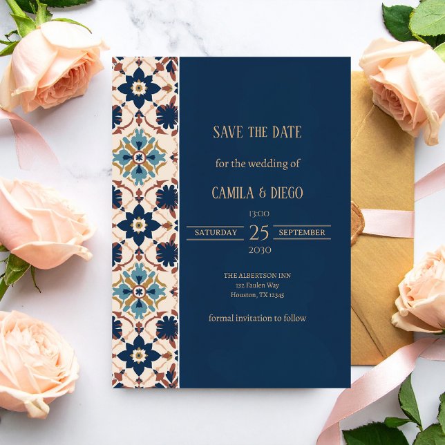 Modern Talavera Heritage Elegant Save the Date (Subido por el creador)