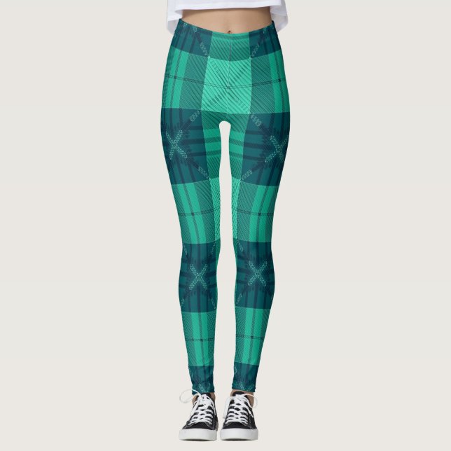 Modern Tartan Green Leggings (Anverso)
