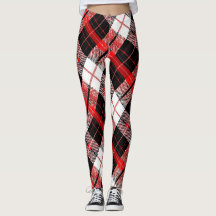 Modern Tartan Red, Black and White Leggings
