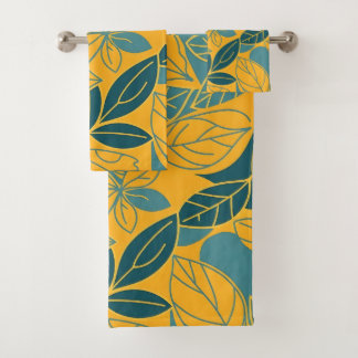 Modern Teal and Gold Botanical Leaf