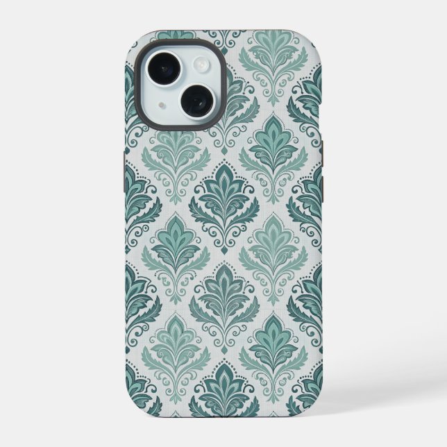 Modern Teal Nordic Damask (Reverso )