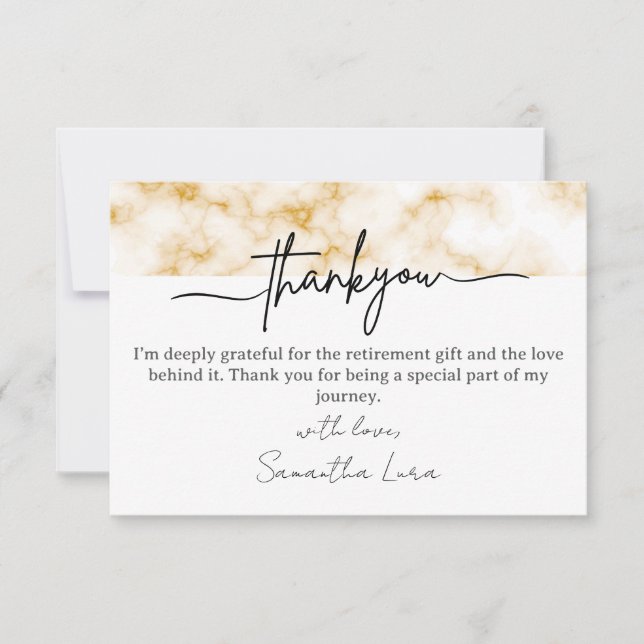 Modern Thank You Card For Retirement Gifts (Anverso)