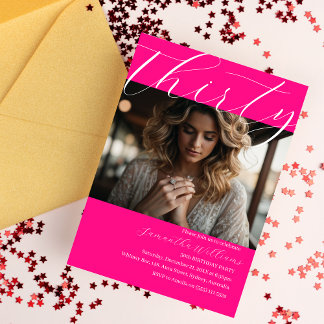 Modern Thirty Pink Photo 30 cumpleaños invitación