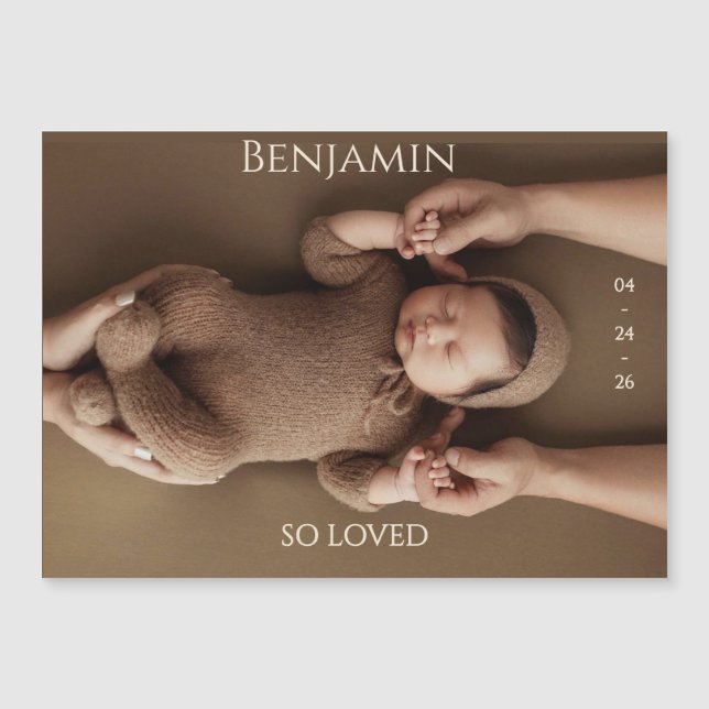 Modern Timeless Photo Magnetic Baby Announcement (Anverso)