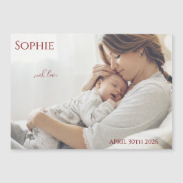 Modern Timeless Photo Magnetic Baby Announcement