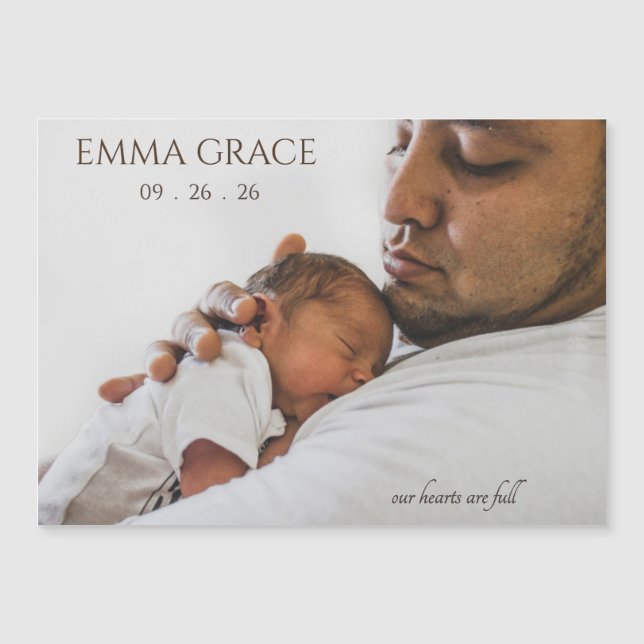 Modern Timeless Photo Magnetic Birth Announcement (Anverso)