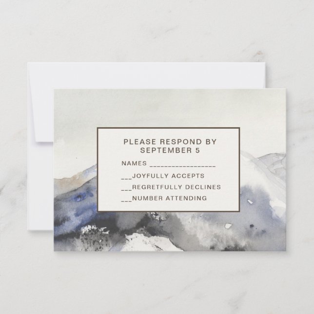 Modern Watercolor Mountains RSVP Card Neutral Tan (Anverso)