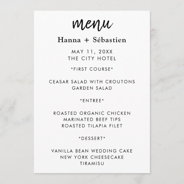 Modern  Wedding Menu (Anverso)