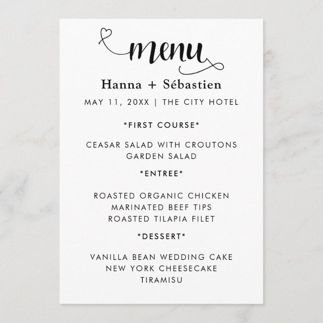 Modern  Wedding Menu (Anverso)