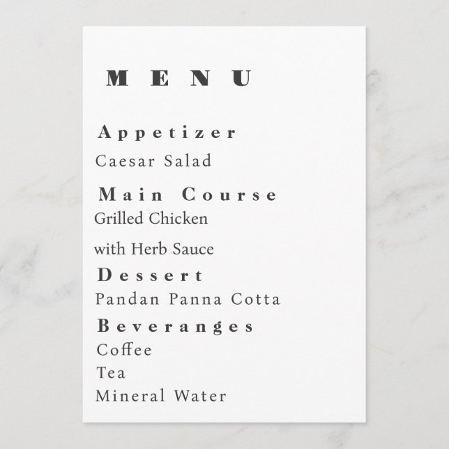 Modern Wedding Menu Template (Anverso)