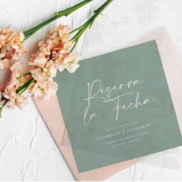 Modern wedding Reserva la Fecha sage green
