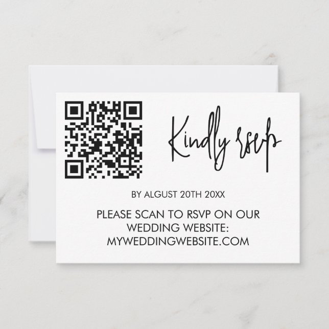 Modern Wedding RSVP Card with QR Code (Anverso)