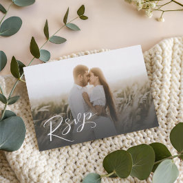 Modern White Calligraphy & Photo RSVP