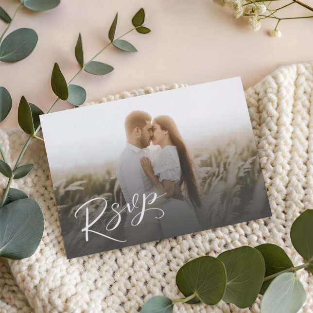 Modern White Calligraphy & Photo RSVP (Subido por el creador)