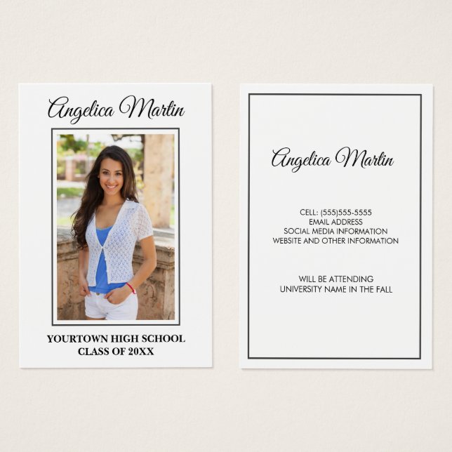 Modern White Graduation Vertical Photo Profile (Anverso y reverso)