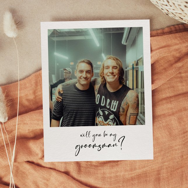 Modern Will you be my groomsman photo card (Subido por el creador)
