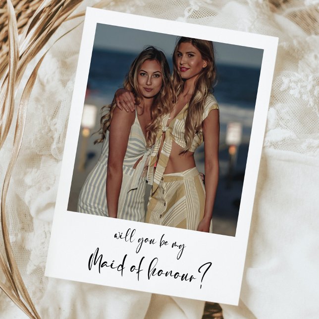 Modern Will you be my maid our photo card (Subido por el creador)