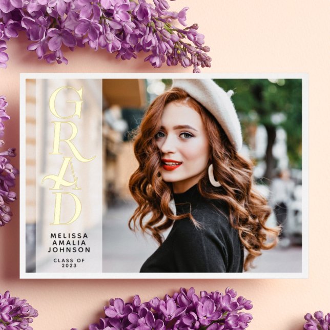 Moderna 2 foto Graduación invitación real de Relie (Subido por el creador)