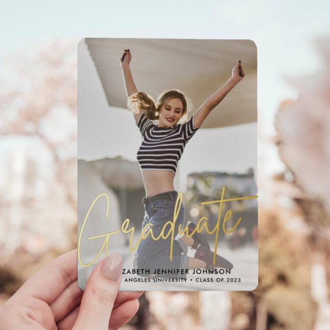 Moderna 3 foto Graduación invitación real de Relie (Subido por el creador)