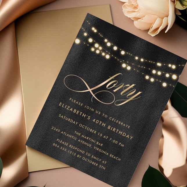 Moderna 40 Aniversario Elegante Invitación Elegant (Subido por el creador)