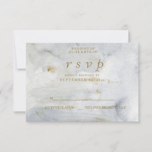 Moderna acuarela Boda de mármol azul oro RSVP